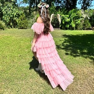 Pink Tulle high-low dress.